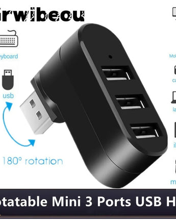 USB 2.0 Hub USB Hub 2.0 Multi USB Splitter Hub Rotatable 3 Port Multiple Expander Splitter Mini USB 2.0 Hub Computer Accessories