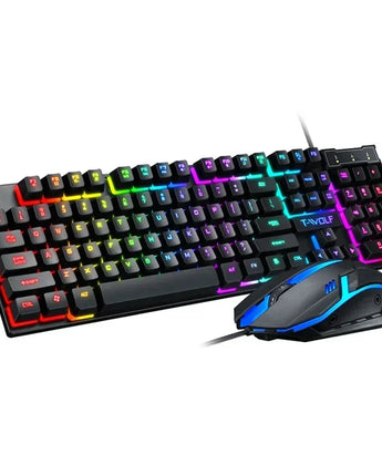 RGB Gaming Keyboard and Mouse Kit Backlit USB Wired Computer Keyboard and Mouse Combo 104 Keycaps for Pc Gamer Laptop