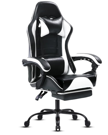 Ergonomic Gaming Chair with Footrest, PU Leather Video Game Chairs for Adults, Reclining Gamer Chair Office Chair